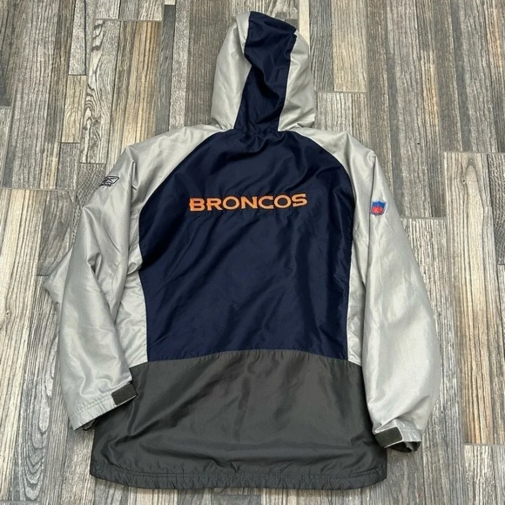 🔥🏈 Vintage DENVER BRONCOS NFL Reebok Fleece‎ Lined Hooded Performance Jacket